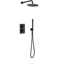Mat Zwarte Inbouw Regendoucheset met Thermostaat - 25 cm