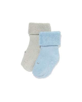 HEMA Babysokken badstof beren - 2 paar middenblauw (middenblauw)