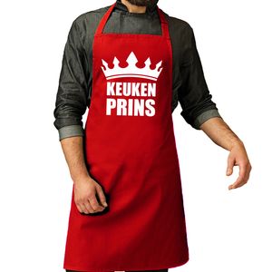 Keuken Prins barbeque schort / keukenschort rood voor heren   -