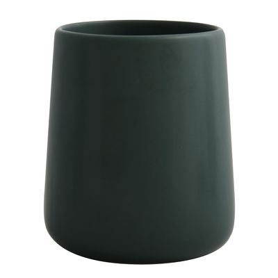 Badkamer drinkbeker/tandenborstelhouder Malmo - Keramiek - donkergroen - 8 x 10 cm