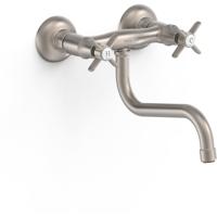 Keukenkraan Tres Clasic | Wandmontage | 360° Draaibaar | Mengkraan | 2-knops | Vintage | RVS look