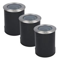 Set van 3 Lilly LED Grondspots - Dimbaar - Kantelbaar - GU10 fitting - Rond - IK10 - Tuinspot - Oprit - RVS - IP67 waterdicht