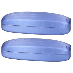 2x stuks blauwe harde brillenkokers 15,5 cm