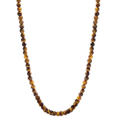 TI SENTO-Milano 3916TE Ketting Beads zilver-tijgeroog bruin 4 mm 38-48 cm