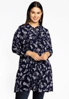 Yoek Blouse TULIP/HEART | Blauw | Maat 54/56