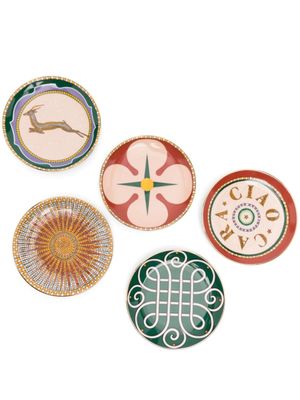 La DoubleJ lot de cinq assiettes minis Cortile en porcelaine - Rose