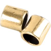 Creativ Company Knijpkralen tube, afm 2x2 mm, gatgrootte 1,4 mm, verguld, 80 stuk/ 1 doos