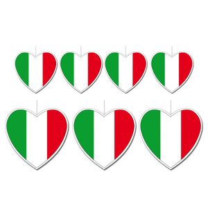 7-delige hou van Italie versiering set hartjes van 14 cm en 28 cm