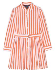 POLO RALPH LAUREN KIDS robe ceinturée à rayures - Orange