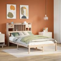 Bed met boekenkast zonder matras massief grenenhout 135x190 cm
