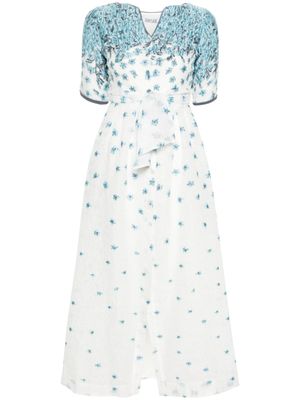 Baruni robe longue Lobelia à fleurs appliquées - Bleu