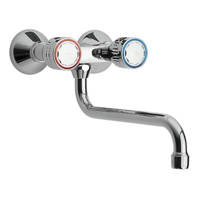 Keukenkraan Tres ESE-23 | Wandmontage | 360° Draaibaar | Mengkraan | 2-knops | Rond | Chroom
