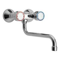 Keukenkraan Tres ESE-23 | Wandmontage | 360° Draaibaar | Mengkraan | 2-knops | Rond | Chroom