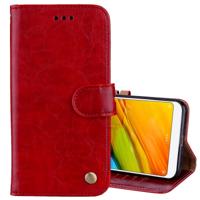 Voor Xiaomi Redmi 5 olie Wax textuur horizontale Flip lederen draagtas met houder & kaartsleuven & portemonnee (rood)