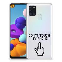 Samsung Galaxy A21s Silicone-hoesje Finger Don't Touch My Phone - thumbnail