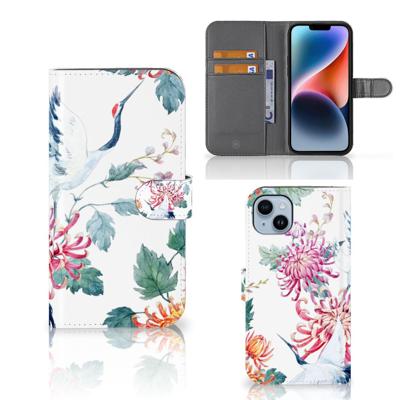 iPhone 15 Plus | Telefoonhoesje | Met pasjeshouder | Bird Flowers