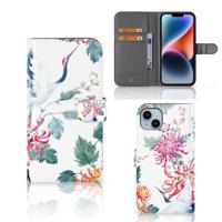 iPhone 15 Plus | Telefoonhoesje | Met pasjeshouder | Bird Flowers