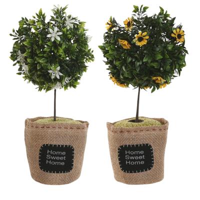 Deurstopper plant - 1 kilo - geel/wit - polyester - 18 x 18 x 26 cm