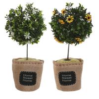 Deurstopper plant - 1 kilo - geel/wit - polyester - 18 x 18 x 26 cm