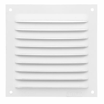 AMIG Ventilatierooster/muurrooster - 100 x 100mm - aluminium - wit - schoepenrooster