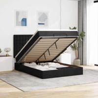 Ottoman bed met matras en LED's 140x200cm stof zwart