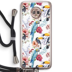 Bloemen tukan: Motorola Moto G6 Transparant Hoesje met koord