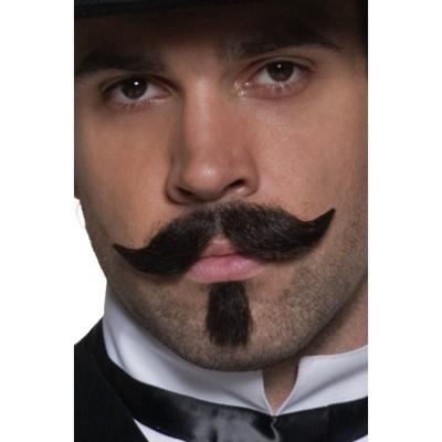 Smiffys Western snor en baardje - stoer - donkerbruin - zelfklevend