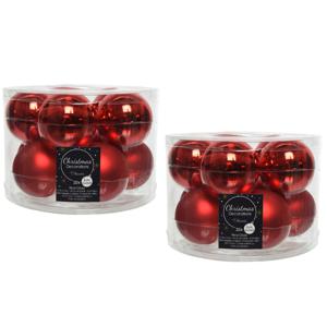 Decoris Kerstballen set - 20x stuks - kerst rood - glas - 6 cm - glans en mat