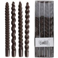 Drip diner kaars spiraal was bruin 10.2x2.7x31 cm 4 stuks HD Collection - Hd collection