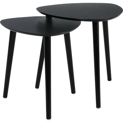 Bijzettafeltjes set 2x stuks Ancona - zwart - D40 x H41 cm/D45 x H45 cm - dennenhout