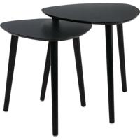 Bijzettafeltjes set 2x stuks Ancona - zwart - D40 x H41 cm/D45 x H45 cm - dennenhout