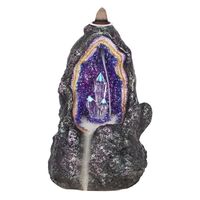 Backflow Wierook Houder Gloeiend Kristal in Grot Polyresin (17 cm)