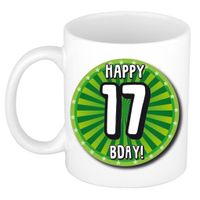 Verjaardag cadeau mok 17 jaar - groen - wiel - 300 ml - keramiek   -