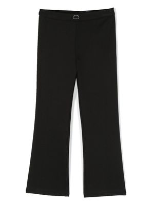 TWINSET Kids pantalon évasé à plaque logo - Noir