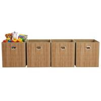 Opbergmand / kastmand - 6x - naturel - bamboe / kunststof - 28 liter - 31 x 31 x 31 cm - opvouwbaar