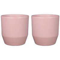 Set van 2x plantenpot/bloempot keramiek mat lichtroze - D19.5/H18.5 cm