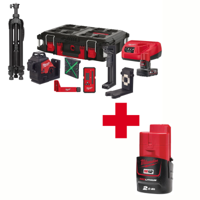 Milwaukee M12 3PLKIT-401P Accu Kruislijnlaser 3x360° Groen 12V 4.0Ah + Laserdetector + Statief in koffer - 4933478960