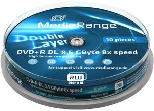 MediaRange DVD+R DL 8,5 GB blanco dvd's 8x, 10 stuks