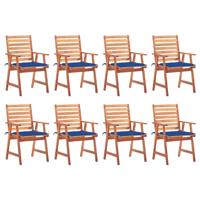 Tuinstoelen 8 st met kussens massief acaciahout