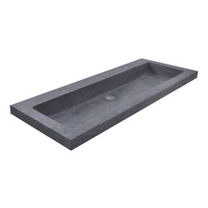 Wiesbaden Bstone wastafelblad 100x45x5 cm 2 kraangaten natuursteen zwart