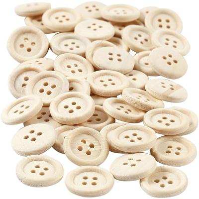 Knopen - hout - 50x - 15 mm - blanco - 4-gaats - hobby/naaien