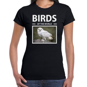 Sneeuwuilen t-shirt met dieren foto birds of the world zwart voor dames