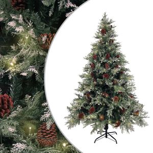 Kerstboom met LED en dennenappels 150 cm PVC en PE groen