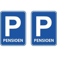 Pensioen parkeerbord - 2x - feestartikelen - pensioen - versieringen - deurbord - feestgelegenheid