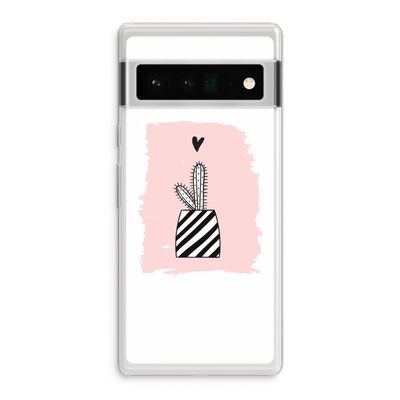 Zwart-wit cactus: Google Pixel 6 Pro Transparant Hoesje