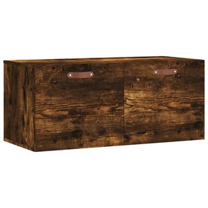 The Living Store Wandkast Gerookt Eiken - Zwevende Opbergkast - 80 x 36.5 x 35 cm