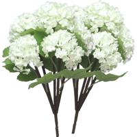 Kunstbloem Viburnum/sneeuwbal - 2x - 30 cm - creme - losse steel - kunst zijdebloemen