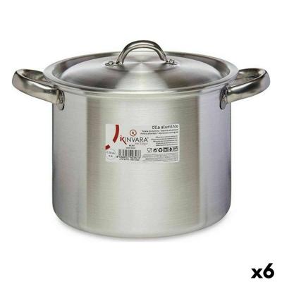 Casserolepan met deksel Kinvara 100033 100033 Zilverkleurig Aluminium 29 x 18 x 22 cm Ø 20 cm (6 Stuks)