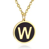 Goudkleurige Dames Schakelketting met Zwarte Kettinghanger Letter W