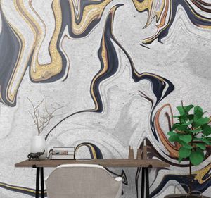 Fotowand woonkamer Goud, zwart en wit marmer effect